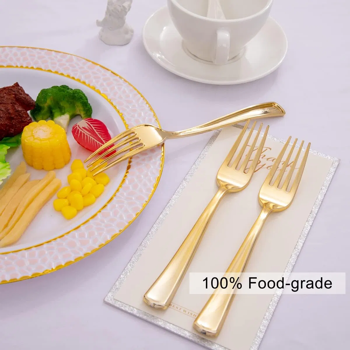 Premium Gold Heavyweight Plastic Forks for Events & Catering