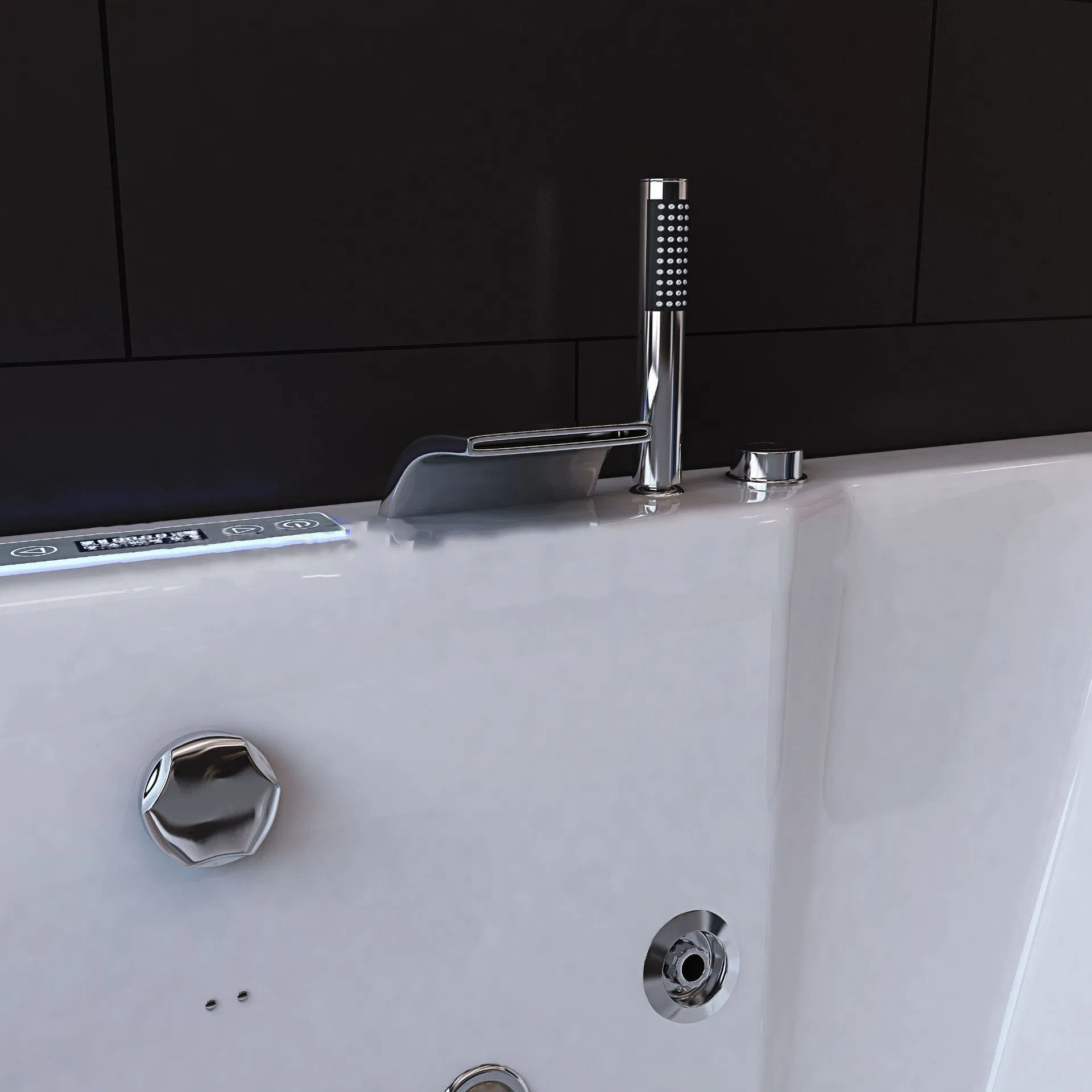 Two Persons Whirlpool Comfortable Bathtub Acrylic Massage Jets Bathtub with Pillow Tub Freestanding Massage