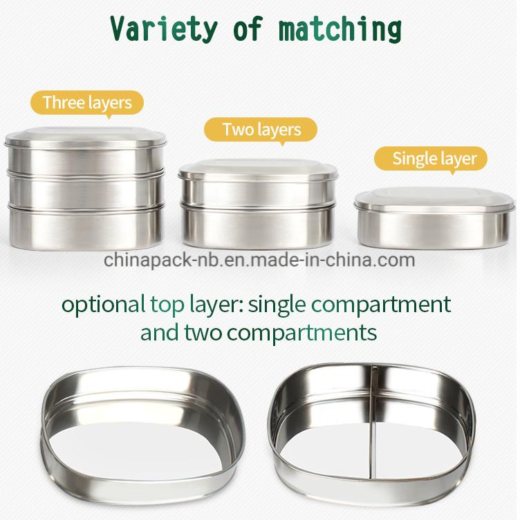 Stainless Steel 3 Layer Lunch Box Eco Multi-Layer Lunch Box Customizable Compartment Lunch Box
