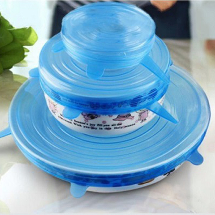 6-Piece Stretch Silicone Fresh-Keeping Cover, Stretch Lid, Round Bowl Cover, Vacuum Cover, Sealing Set Fresh-Keeping Cover