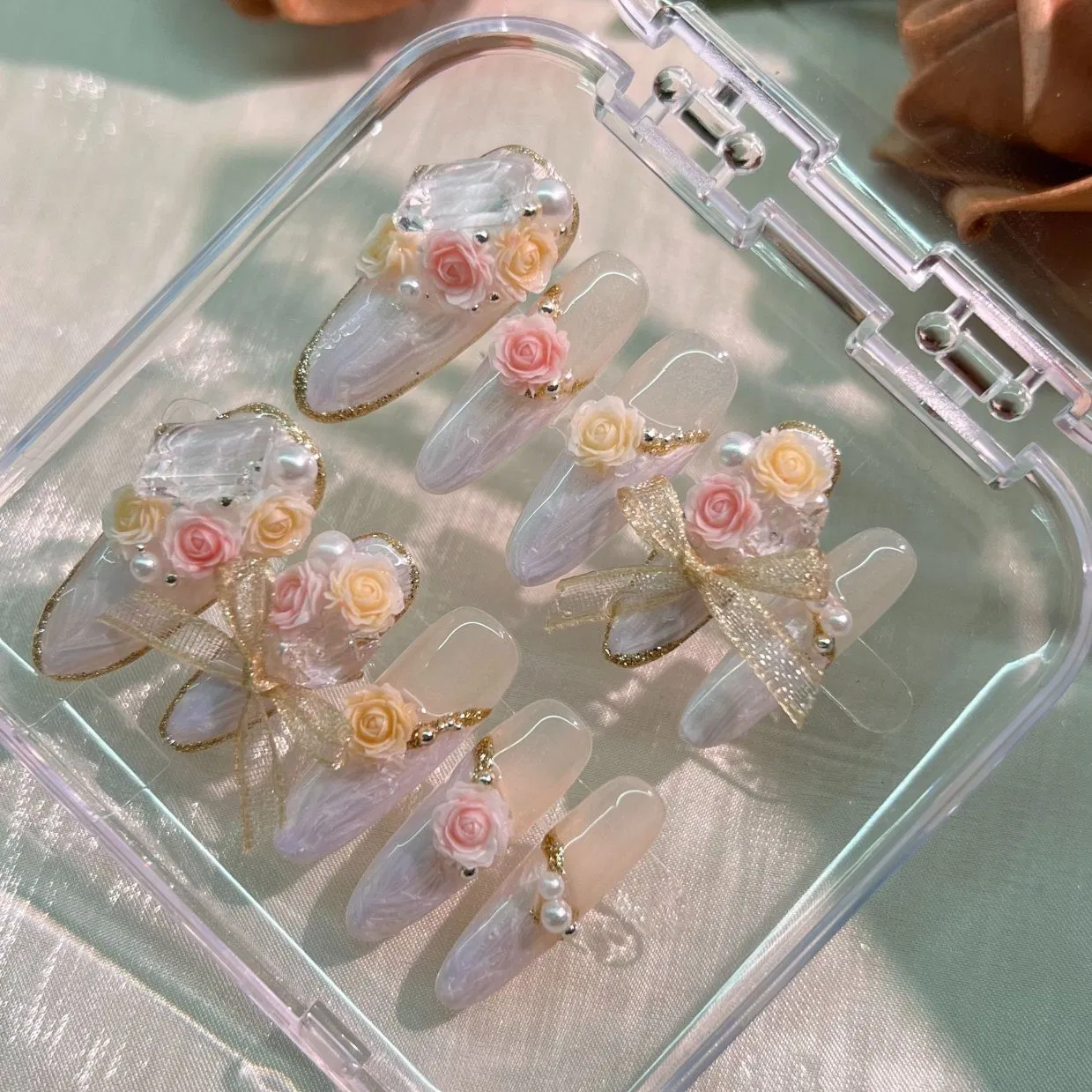 Rose Ribbon Bow Handmade Nail Charms – Retail Packaging Available