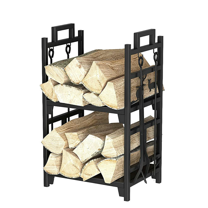 Log Rack with 4 Tools Fireside Firewood