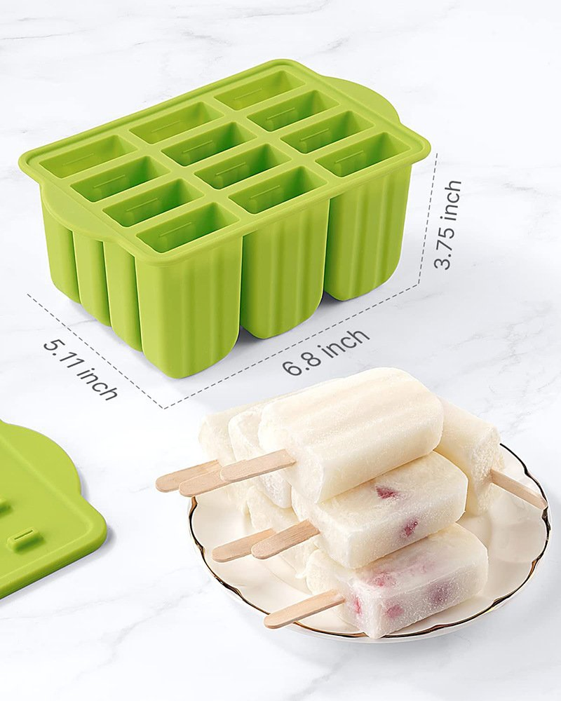 Summer Ice Cream Tools with Wooden Sticks Silicone Popsicle Molds