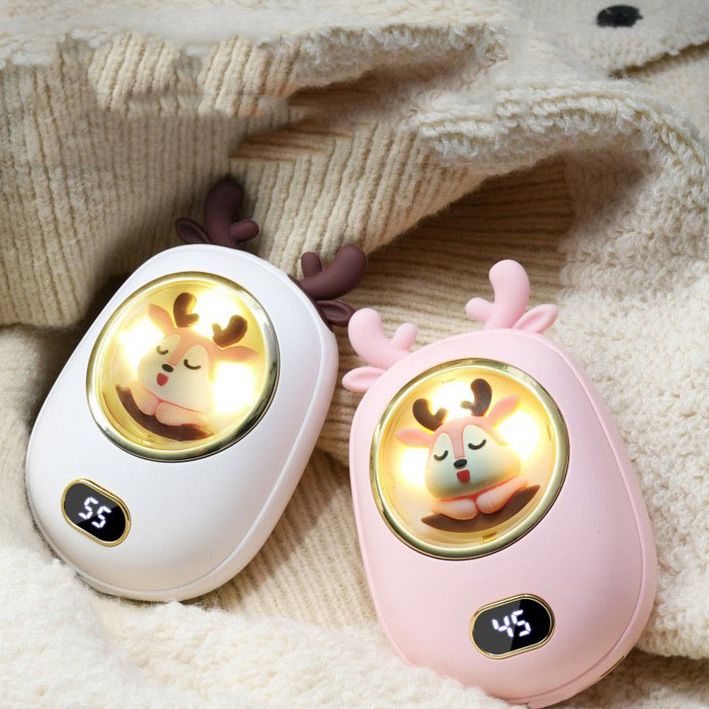 Factory Direct Sales Rechargeable Digital Display USB Night Light Portable Quick Heating Gift Hand Warmer