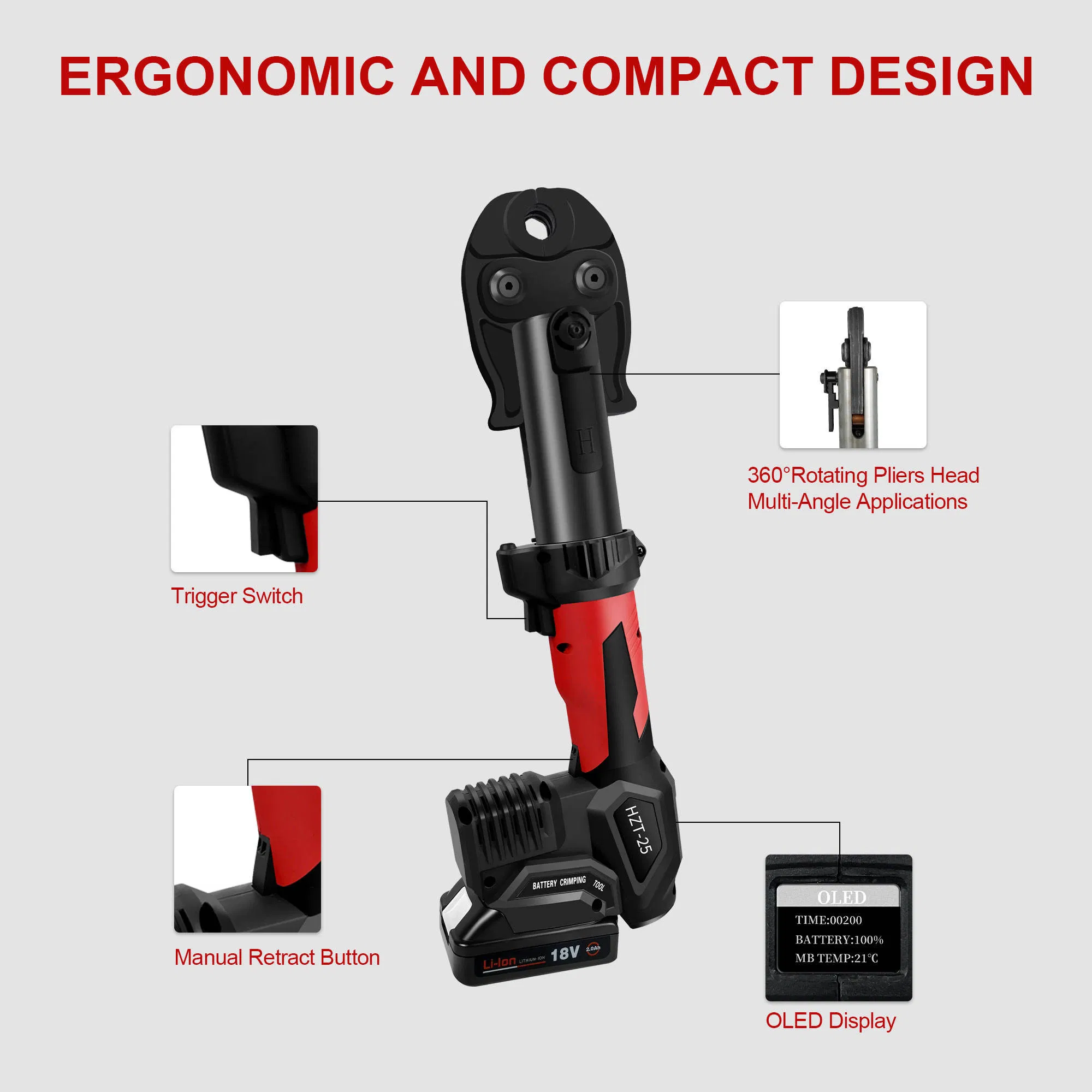Hewlee Hzt-25 Battery Powered Pipe Crimping Tool Crimping Tool for Pipe Line