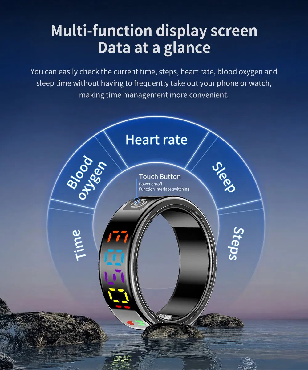 RS01z Smart Ring 5ATM Waterproof, 5 Sports Modes, Blood Oxygen/Sleep Analysis, Bluetooth 5.1