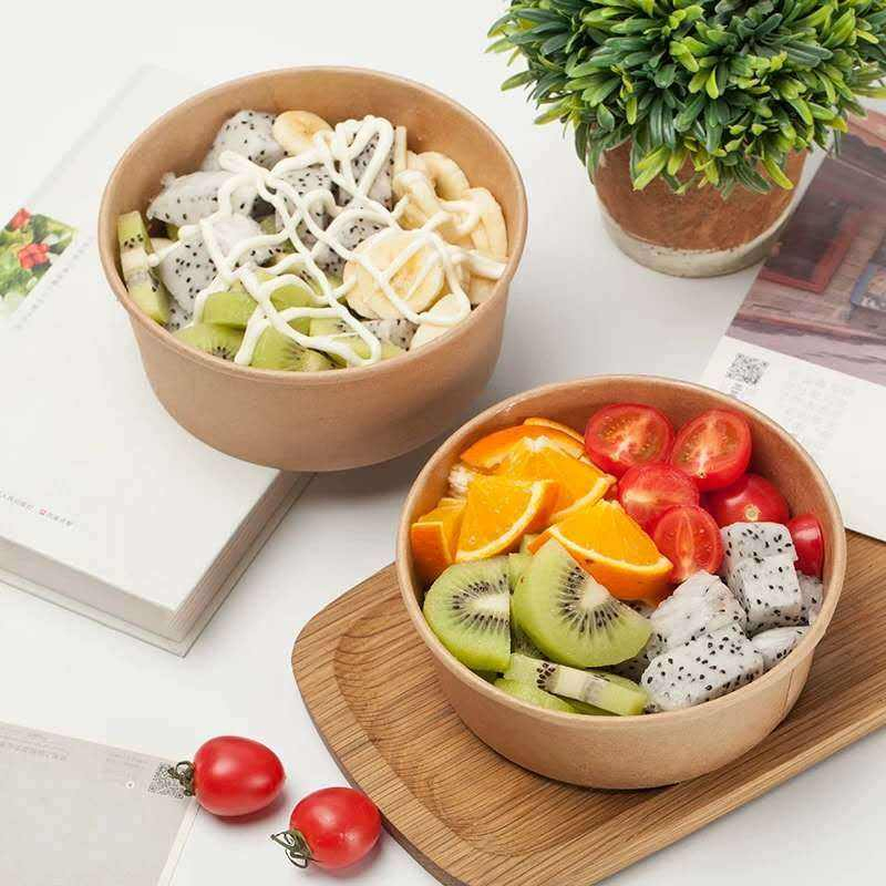 Factory Kraft Paper Bowl Soup Cup Disposable Paper Salad Bowl Take Away Craft Paper Bowls