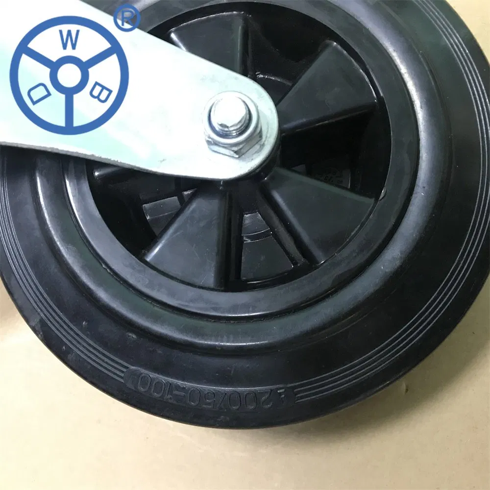 Wbd 6 8 Inch Waste Bin Caster Wheels Plate Swivel Rubber Wheel Rotating Trash Bin Castor with Brake for Heavy Duty Tilt Trucks Restaurants