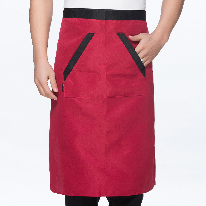 Wholesale Custom Embroidered Logo Mens Work White Blank Cotton Adult Size Barbecue Half Aprons Kitchen Chef