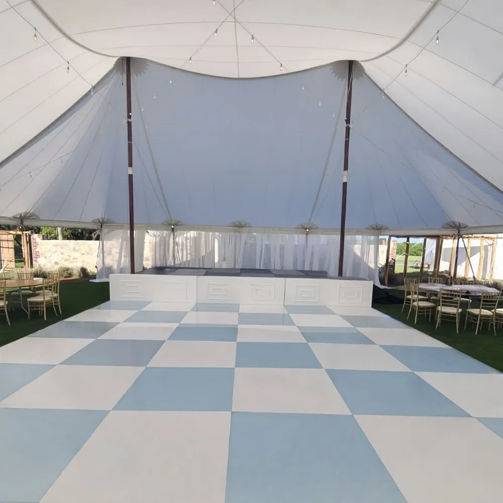 Огнеупорный танцпол 3FT/4FT сине-белый в клетку