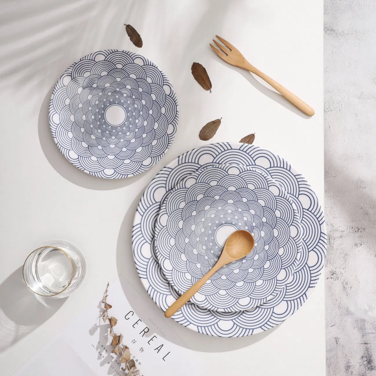 Simple Modern Style Classic Melamine Dinnerware Set with Black Lines and Solid Color Melamine Plate