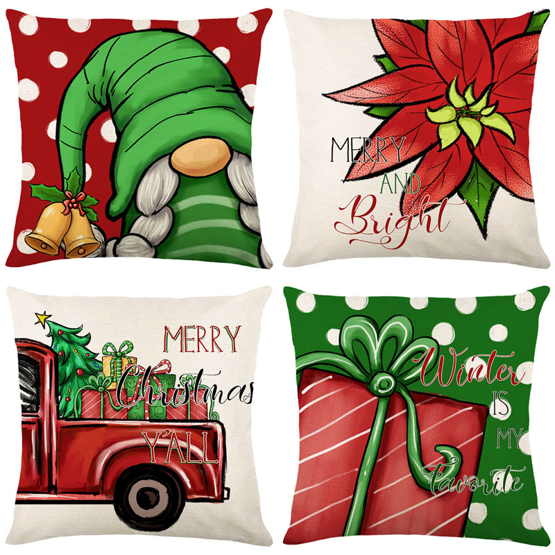Christmas Home Decorations Cushion Covers for Sofa Couch Bed Chair Car