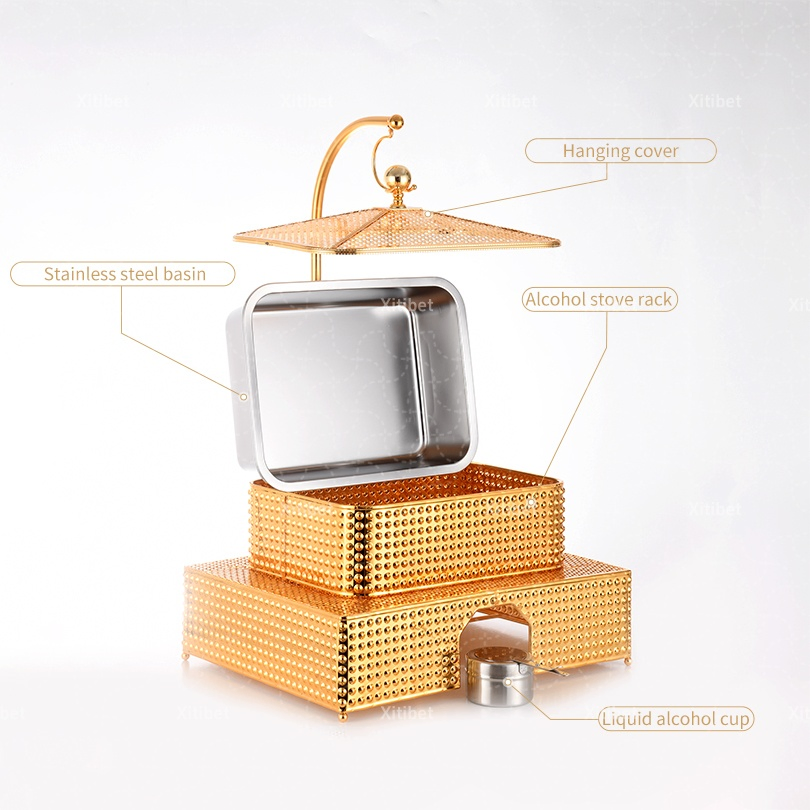 Hot Sale Luxury Modern Stainless Steel Chafing Dish Rectangular Buffet Food Warmer 5.5L for Hotel Commercial Serving