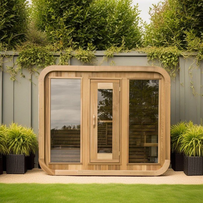 New Pure Canadian Red Cedar Wooden Outdoor Cube Sauna 4 Person