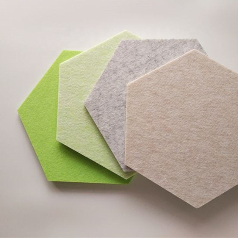 Decorative Soundproof Hexagon Wall Panel Acoustic Panel Pet Felt 100% Colorful