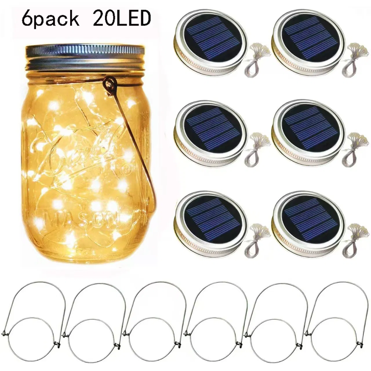 Mason Jar Solar Lights Lanterns Glass Mason Jar for Wedding Garden Glass Craft