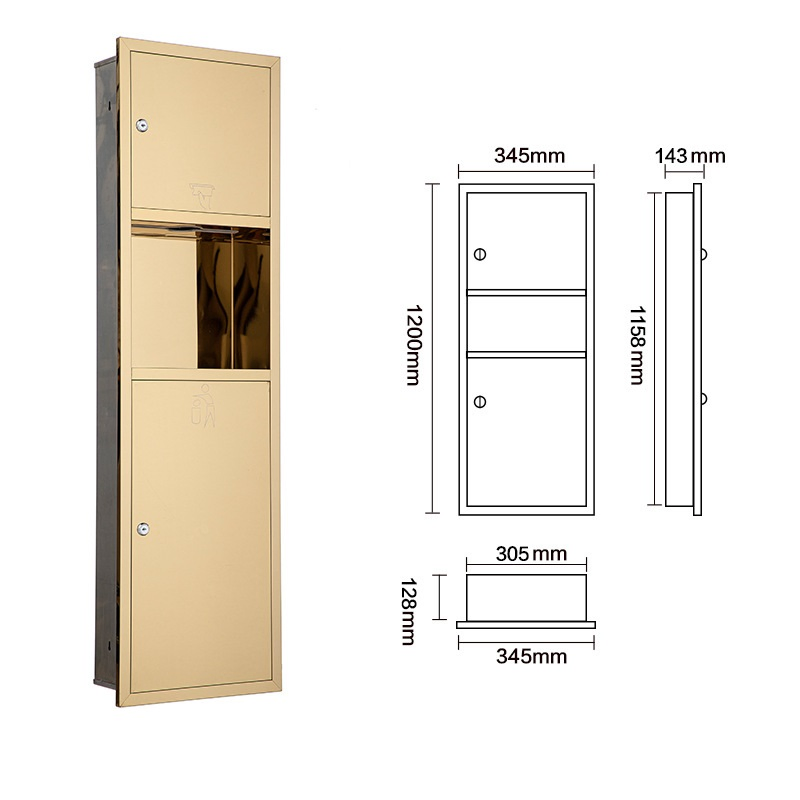 Stainless Steel Toilet Tissue Holder with Trash Bin