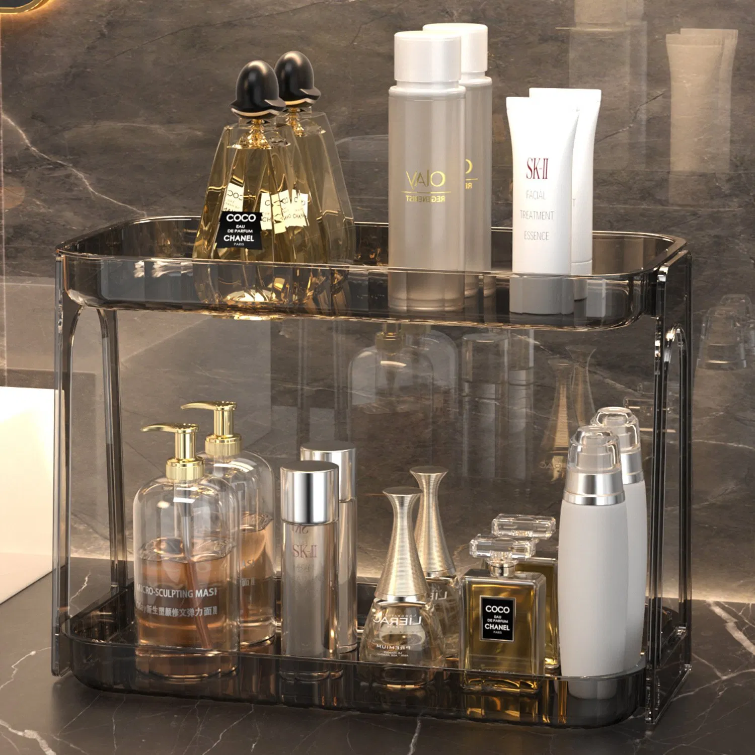 Luxury Bathroom Storage Rack Vanity Countertop Cosmetic Skincare Organizer Box