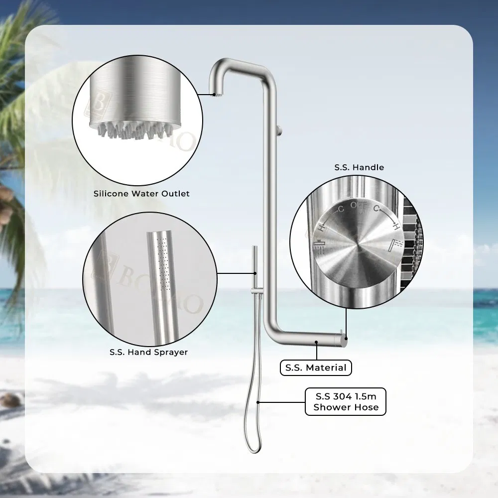 Premium Stainless Steel Outdoor Shower with Rainfall Feature