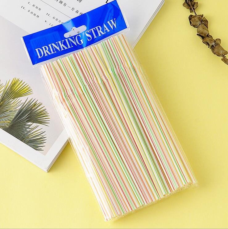 Disposable Straws Creative Color Paper Straws Healthy Plastic Stripe Straws Juice Drinks Milk Tea Straight Tube Bendable Elbow Straws