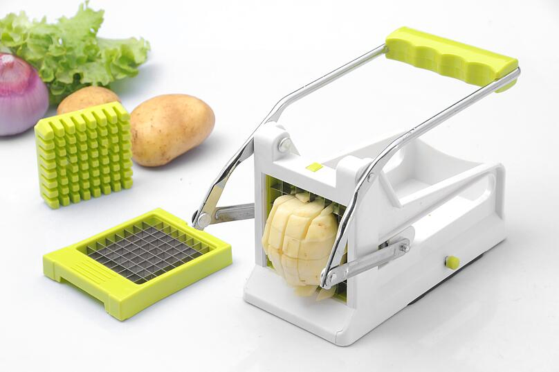 French Fry Cutter Professional Potato Slicer with 2 Interchangeable Blades