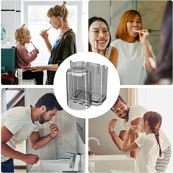 Transparent Toothbrush Cup Holder Wall Mounted Wbb27508