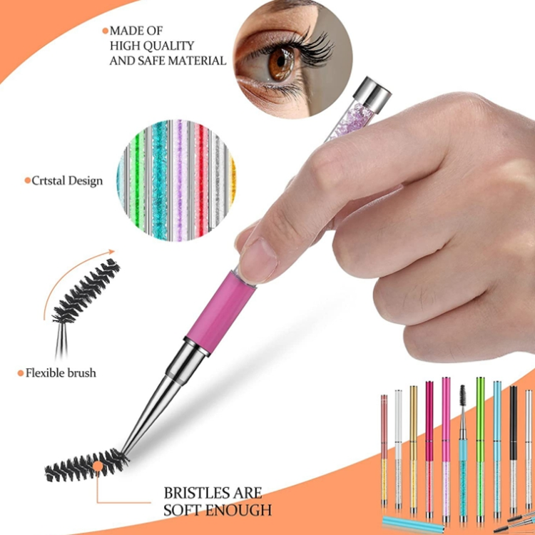 10 Colors Retractable Pink Mascara Wands in Tube Eyelash Cleaning Spoolie Lash Cleansing Brush for Eyelash Extension