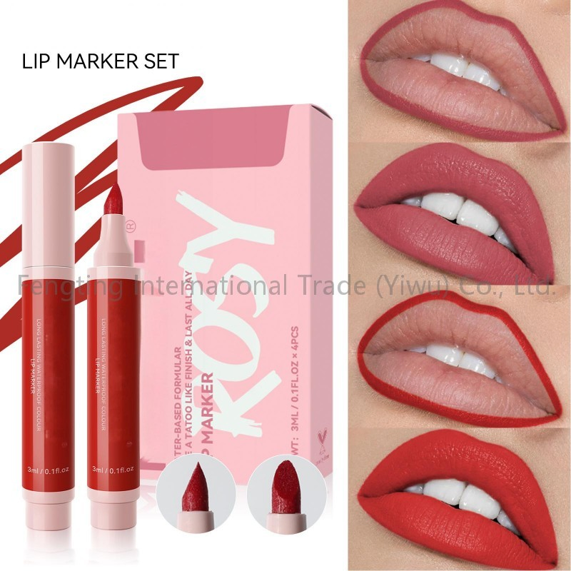 Matte Smooth Texture Non-Stick Lip Tint Pen Waterproof Long-Lasting Mineral Colourable Marker Long-Lasting Lip Liner Set
