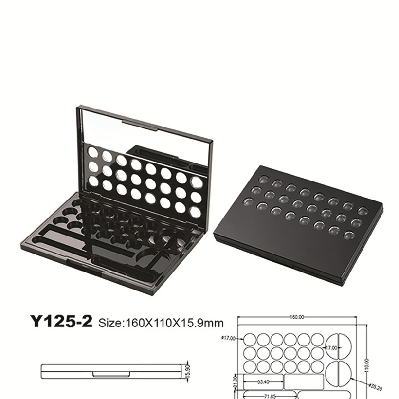 Unique Shape 24 Color Plastic Eye Shadow Palette Case Compact Box Cosmetic Packaging Y125-2