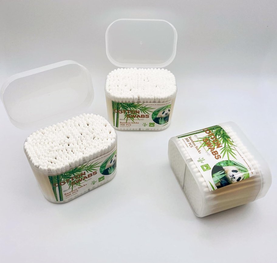 200PCS Bamboo Cotton Swabs Biodegradable Wooden Cotton Buds