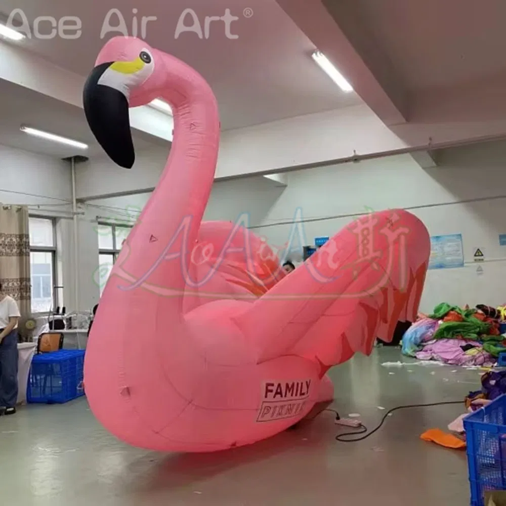 Pretty Lighting Inflatable Flamingo with LED Lights Inflatable Cartoon Model for Decoration