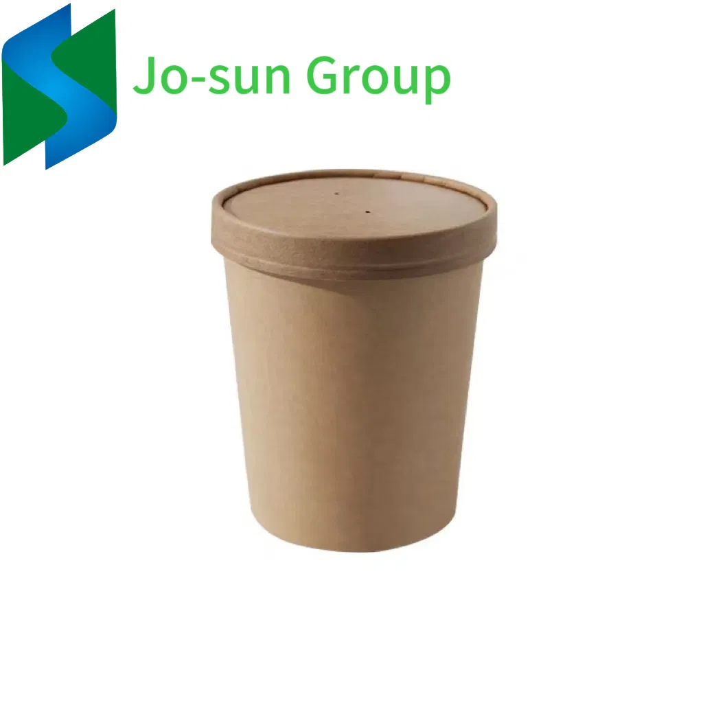 Take-out Packaging Paper Bucket Thickened Paper Bowl Wholesale Disposable Kraft Paper Soup Bucket with Lid