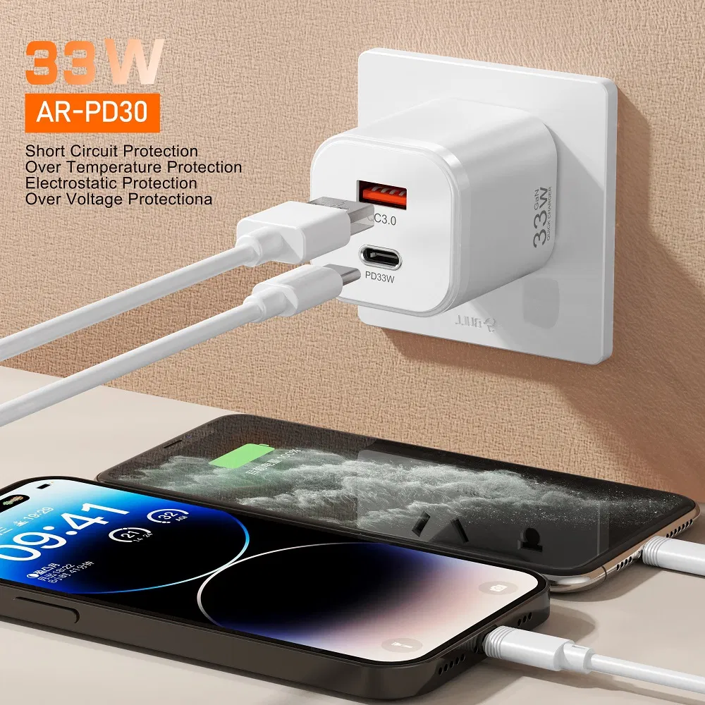 Зарядное устройство 33W с быстрой зарядкой QC3.0 и PD