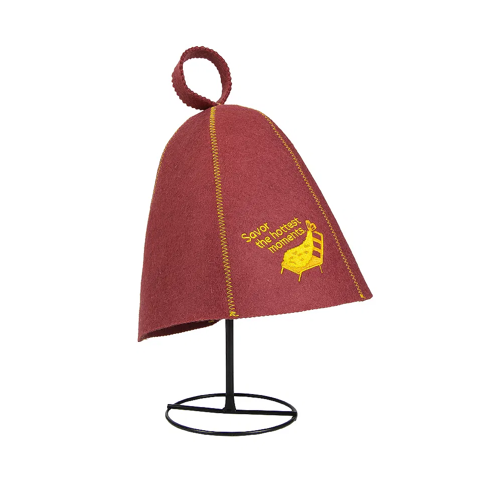 Customized Logo Nature 100% Wool Felt Sauna Hat Uni-Body Hat for Sauna