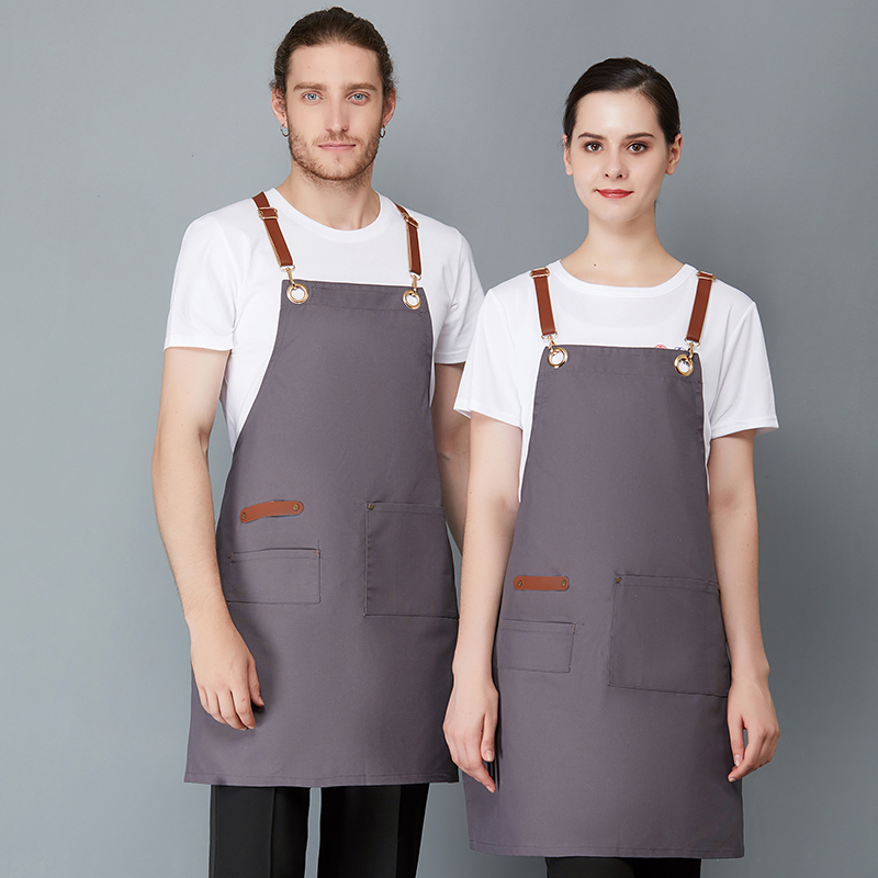 OEM Adjustable Long Short Leather Shoulder Straps Waiter Apron for Supermarket