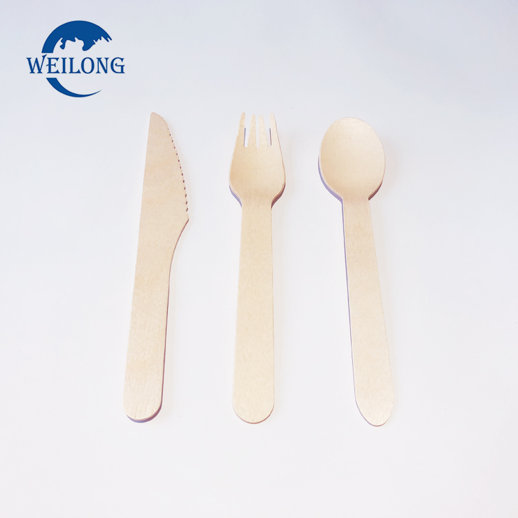 Weilong Factory Direct Wooden Spoon Knife and Fork Catering Set