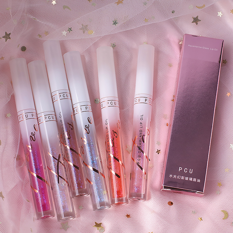 Cosmetic Jelly Clear Lip Oil Water Light Moisturizing Plump Glitter Lipgloss