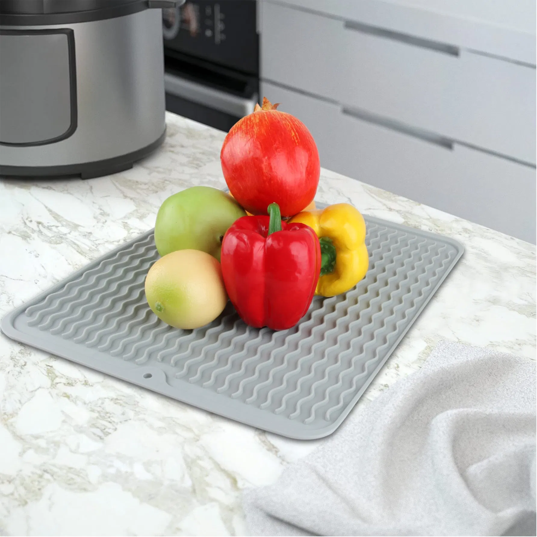 Customised Waterproof Durable Heat Resistant Dishwasher Silicone Dish Drying Mat Kitchen Dish Drainer Mat