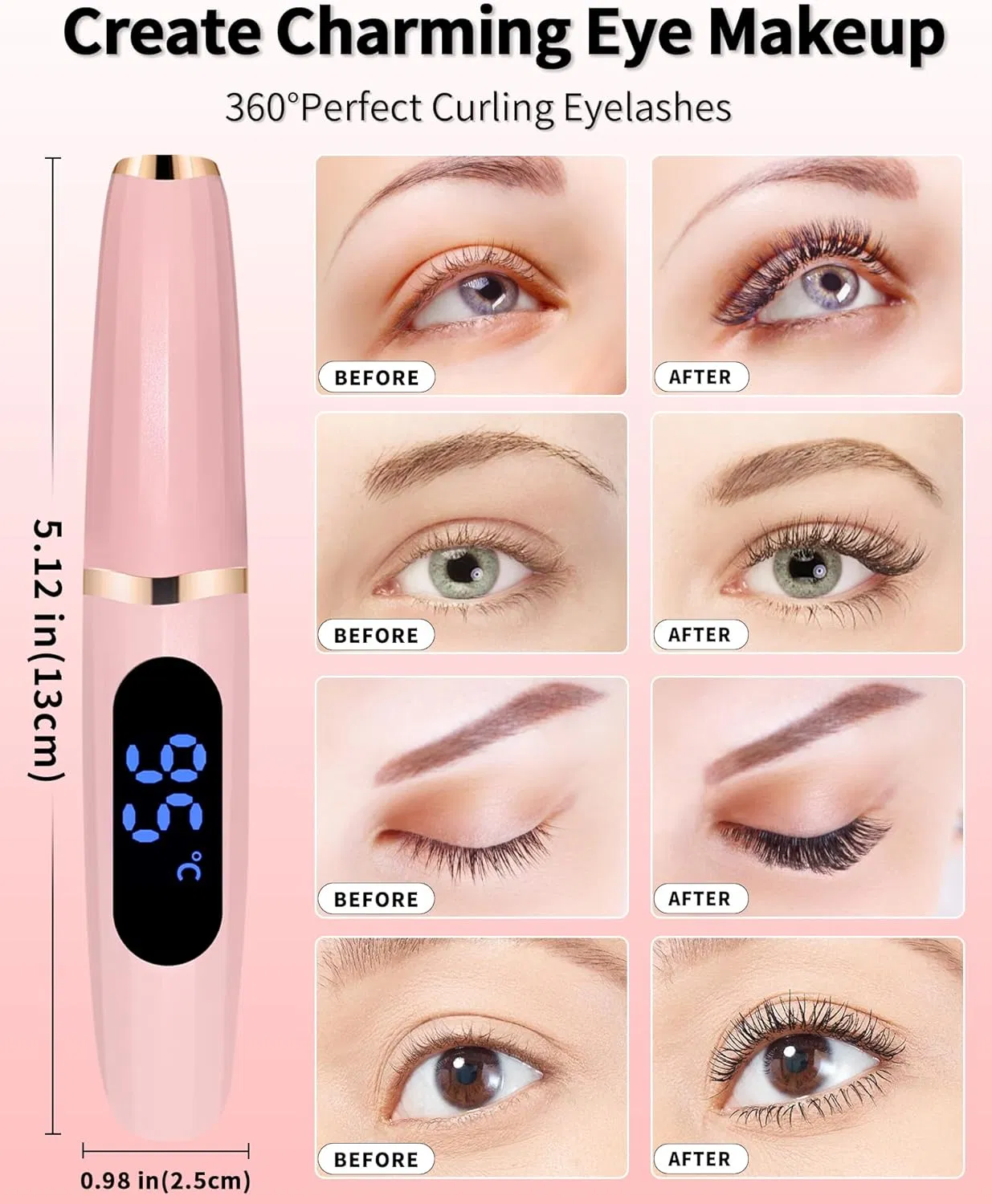 Heated Eyelash Curlers - Eye Lash Curler Heat - Mini Electric Eyelash Curler with LED Display