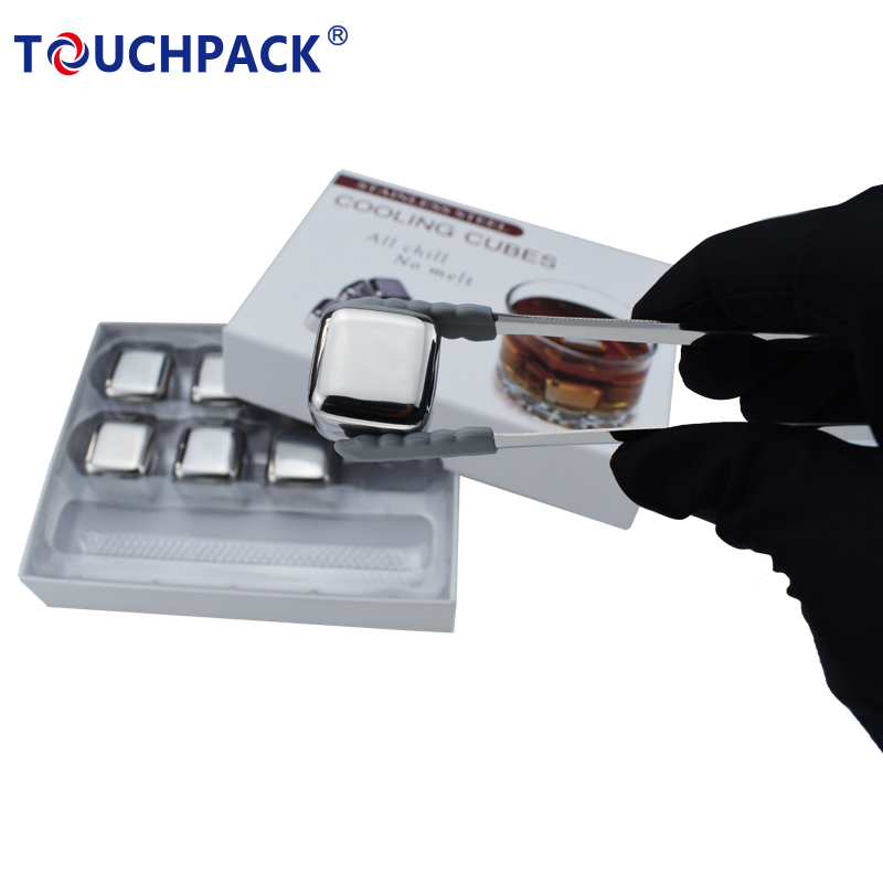 Reusable Custom Laser Logo 304 Stainless Steel Chilling Whisky Stone