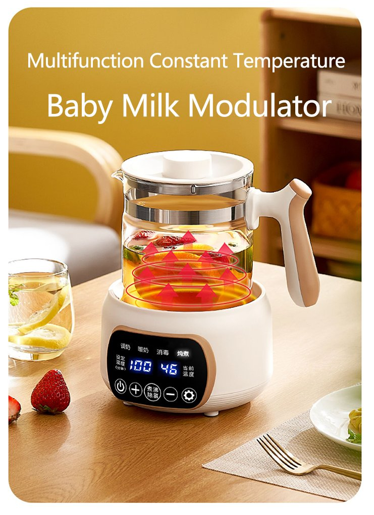 OEM Large Capacity Smart Baby Milk Modulator Formula Kettle Glass Electric Teapot with LED Light