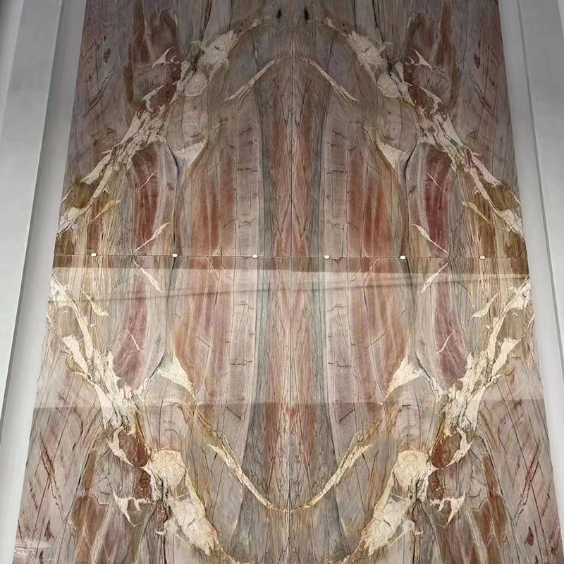 Natural Brown/Green/White Bookmatch Marble Background Wall Big Slabs