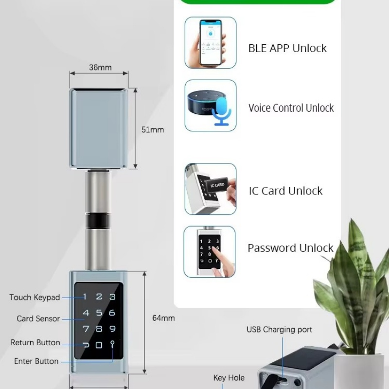 Smart Padlock Tuya APP Remote Unlocking Digital Keyless Electronic Aluminum Alloy IP65 Waterproof