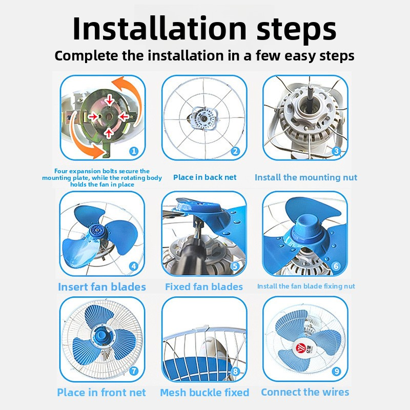 Промышленный потолочный вентилятор 16 дюймов, 55Вт, с дистанционным управлением