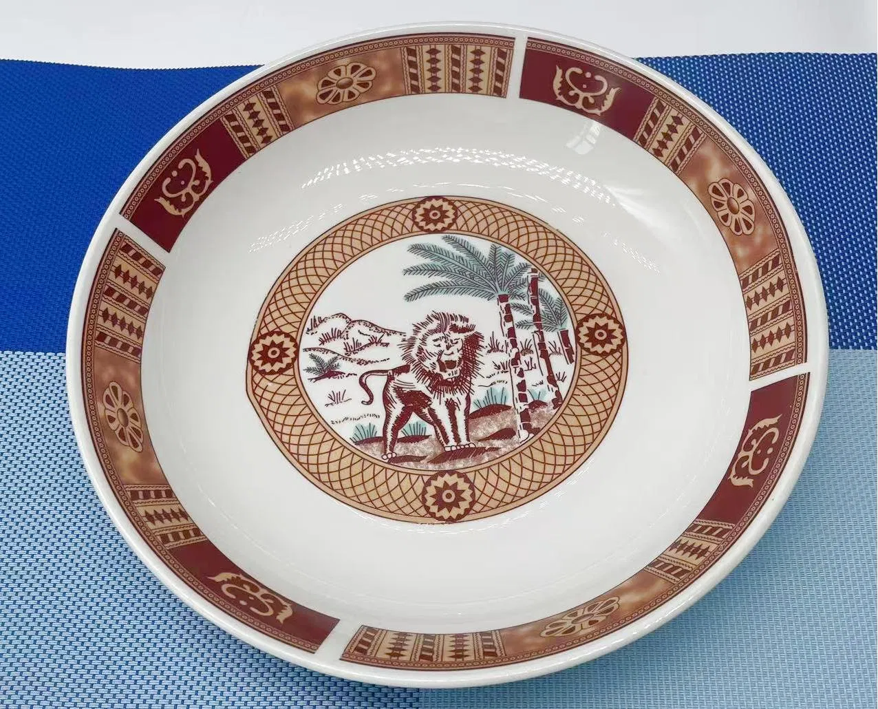 Rice Pasta Fuirt Plate Size 6"-12" Lion Decal Porcelain Ceramic Tableware