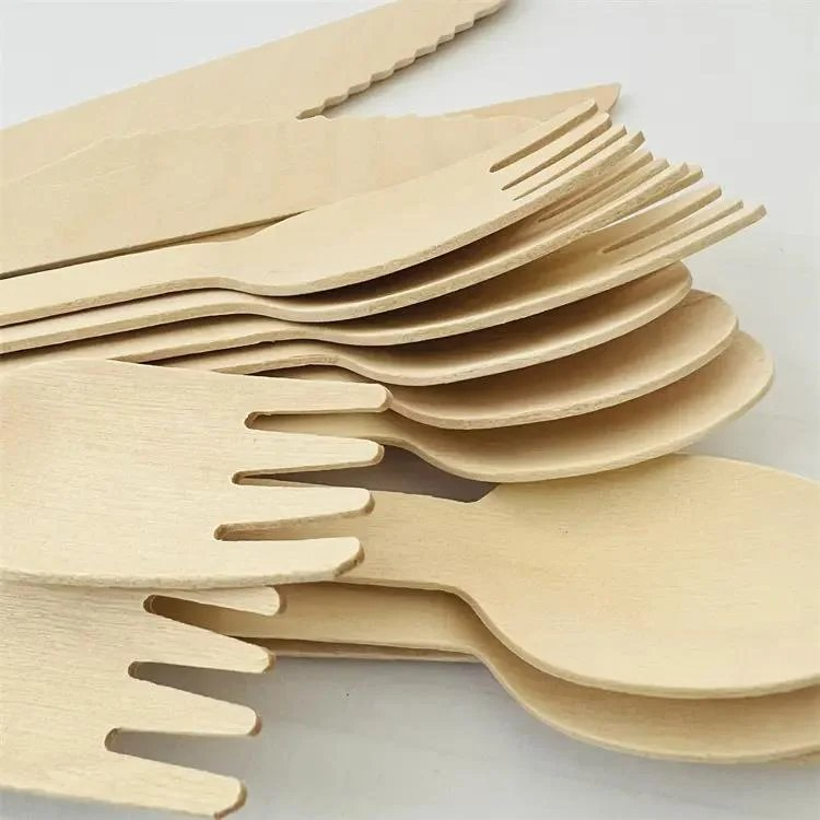 Food Grade Eco-Friendly Hygienic Biodegradable Disposable Wooden Knife Fork Spoon