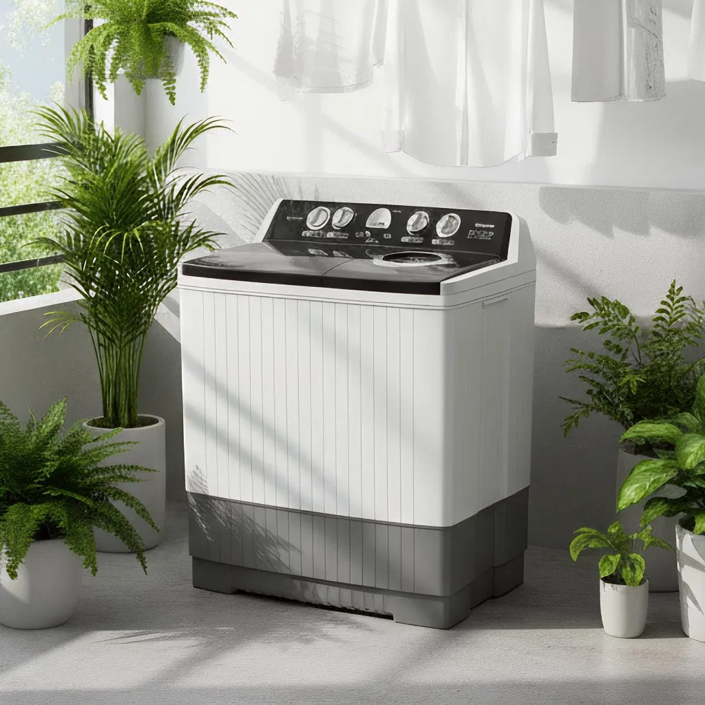 Reliable 19kg Twin Tub Washer Featuring Tempered Glass Design