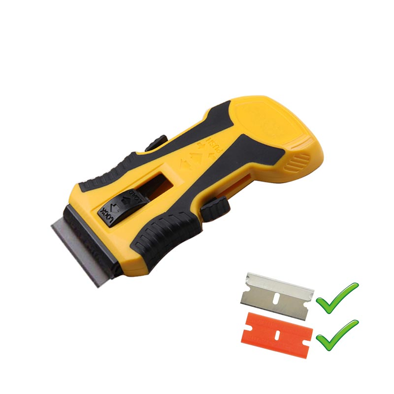 Yellow Scraper Plastic Razor Scraper with Plastic Blades or Metal Blades