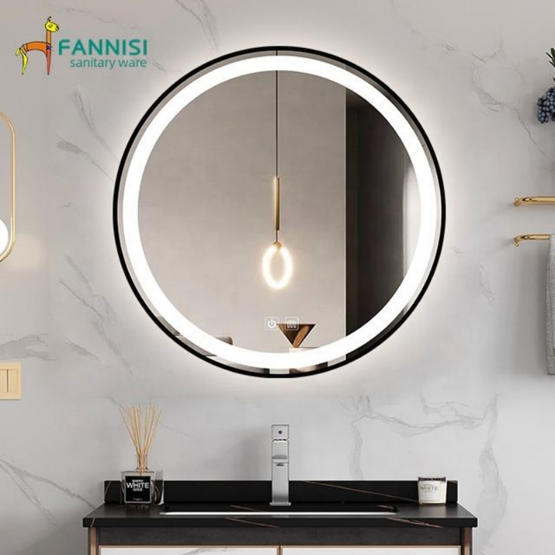 Fashion Round Mirror Bathroom LED Mirror with Antifog with Black Frame