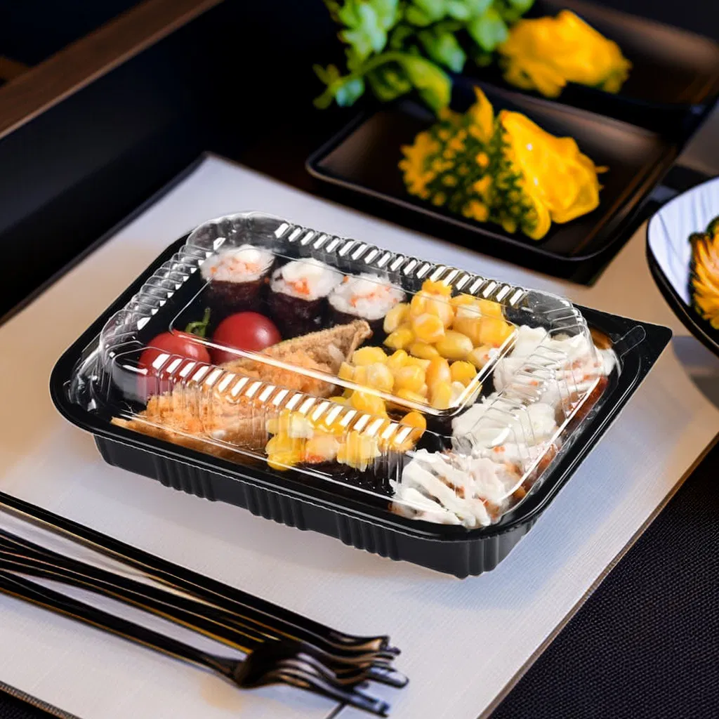 400ml Disposable Restaurant Takeout Small Bento Box Plastic Food Grade Food Packaging